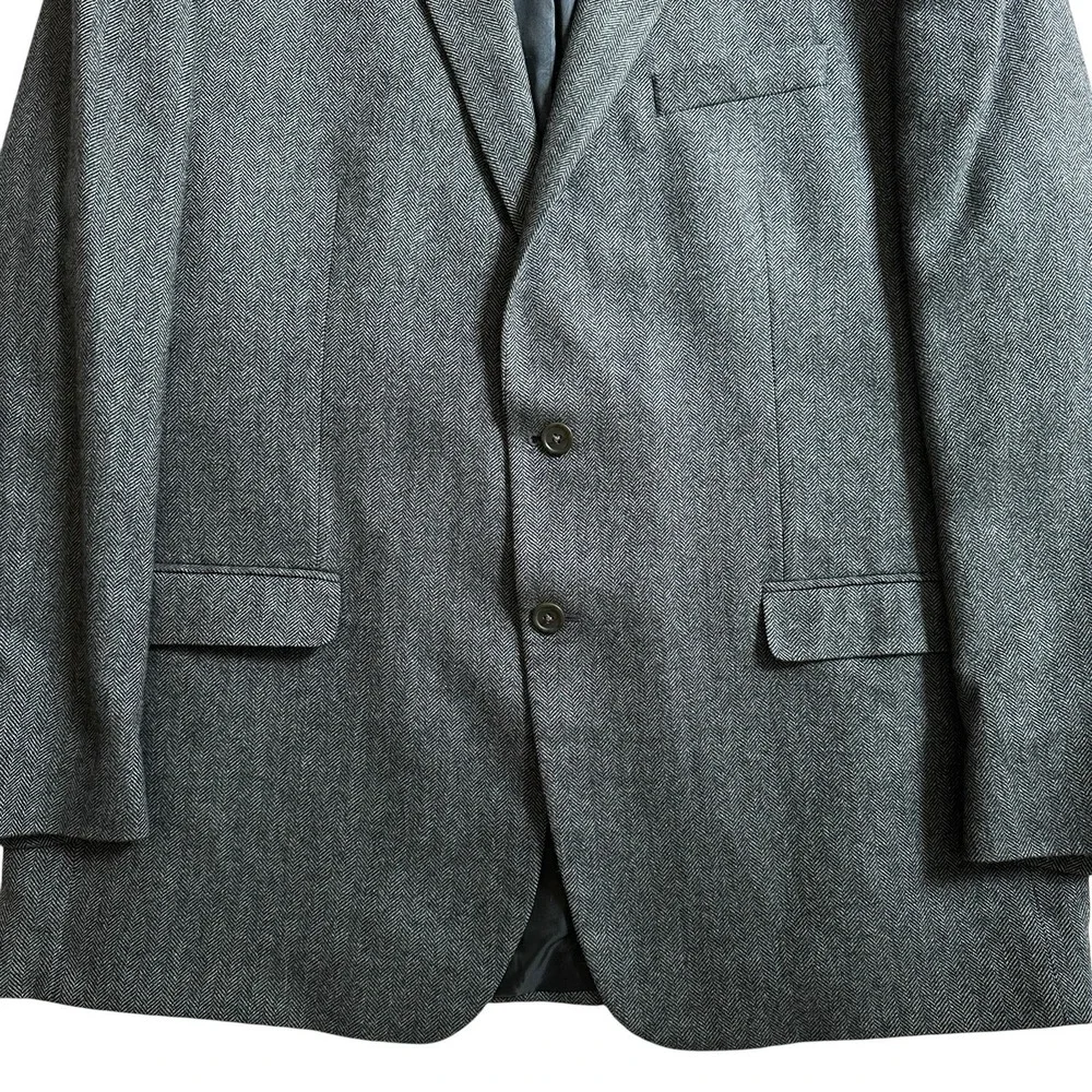 LRL Ralph Lauren Blazer Jacket Men's 48L Gray Wool Cashmere Herringbone Paisley